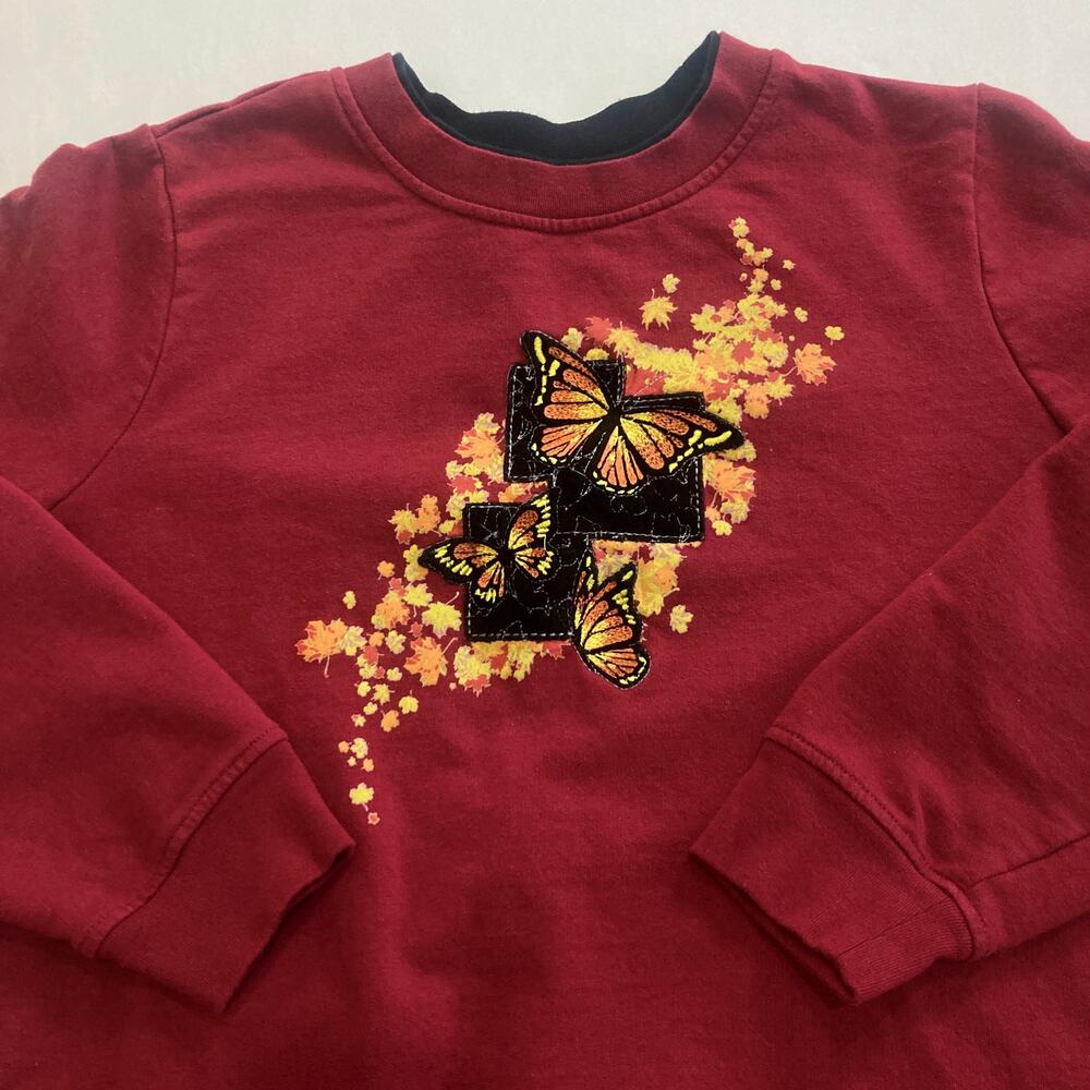 Breckenridge Women’s Sweatshirt 1x Embroidered Butterfly Autumn Leaves Fall
